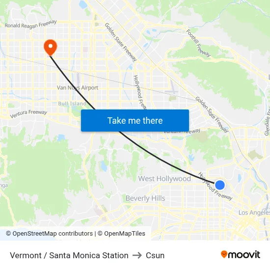 Vermont / Santa Monica Station to Csun map