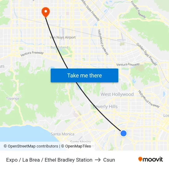 Expo / La Brea / Ethel Bradley Station to Csun map