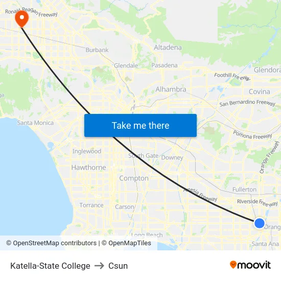 Katella-State College to Csun map