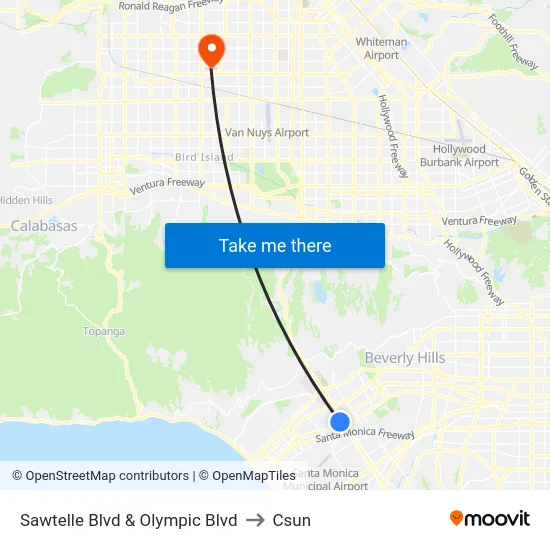 Sawtelle Blvd & Olympic Blvd to Csun map