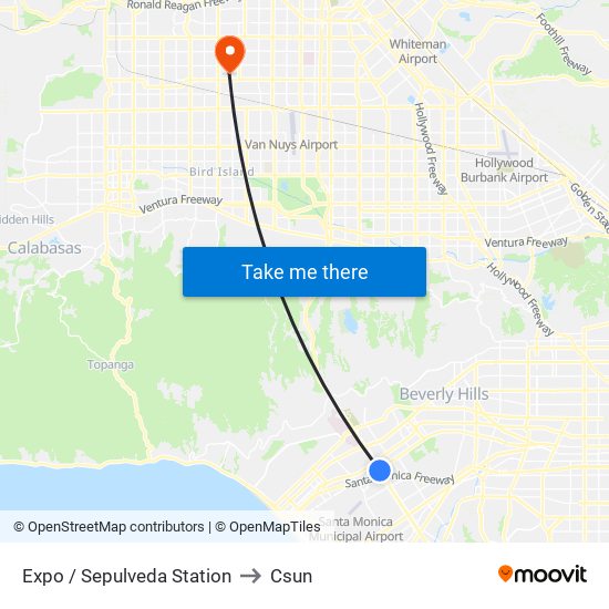 Expo / Sepulveda Station to Csun map