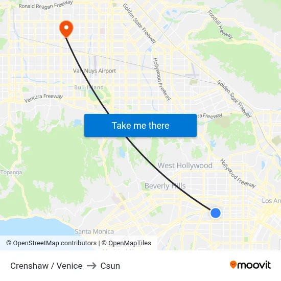 Crenshaw / Venice to Csun map