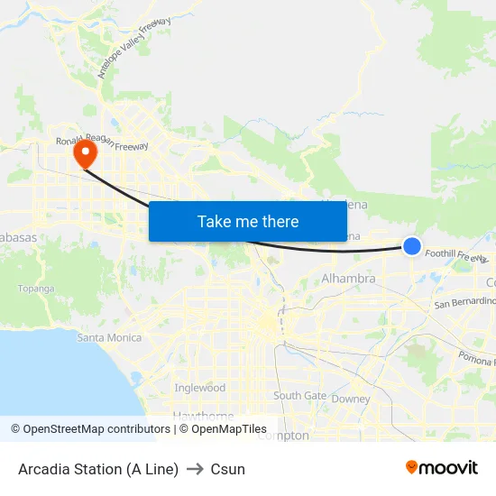 Arcadia Station (A Line) to Csun map