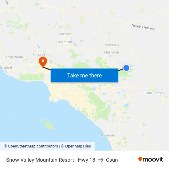 Snow Valley Mountain Resort - Hwy 18 to Csun map