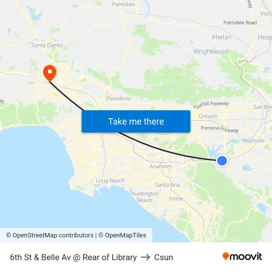 6th St & Belle Av @ Rear of Library to Csun map