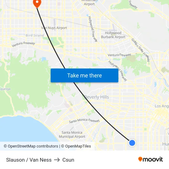 Slauson / Van Ness to Csun map