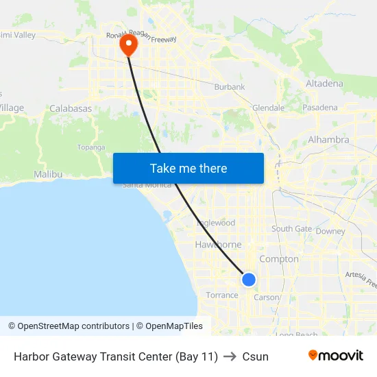 Harbor Gateway Transit Center (Bay 11) to Csun map
