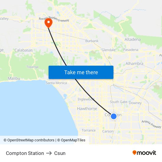 Compton Station to Csun map