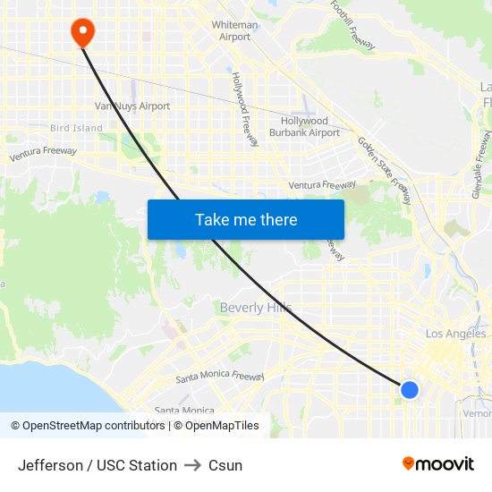 Jefferson / USC Station to Csun map