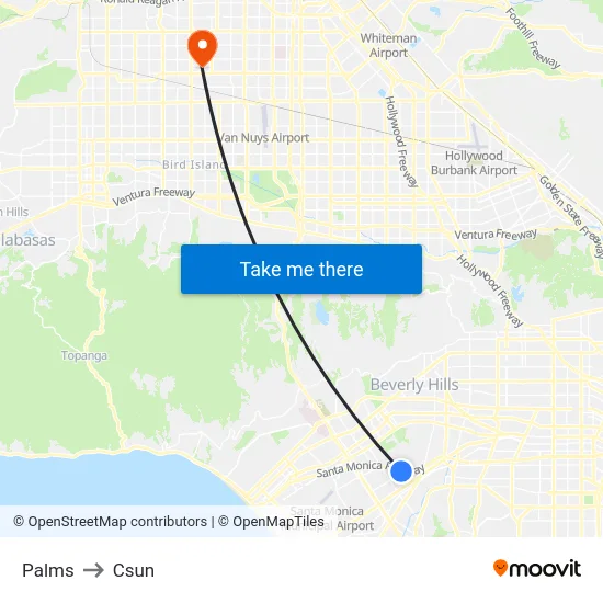 Palms to Csun map