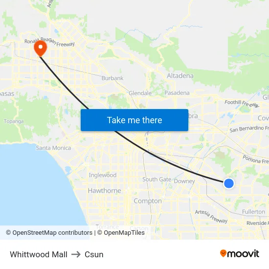 Whittwood Mall to Csun map