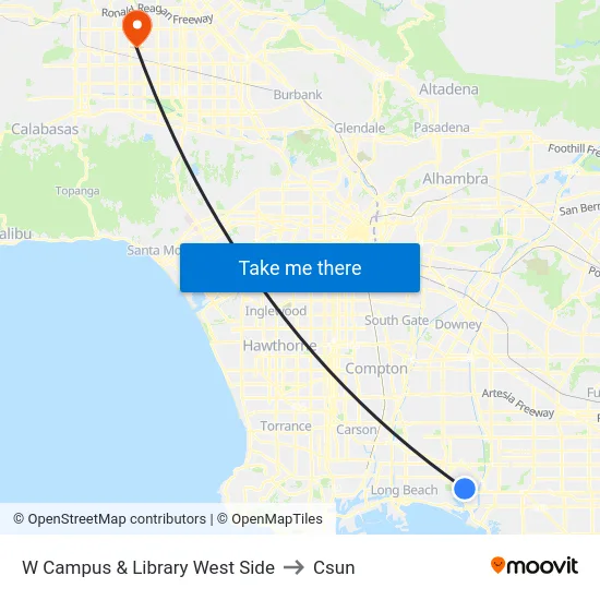W Campus & Library West Side to Csun map