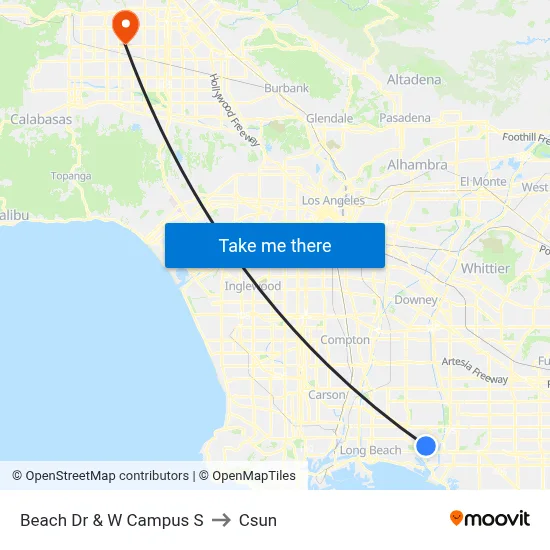 Beach Dr & W Campus S to Csun map