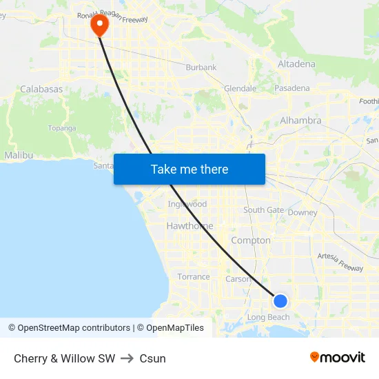 Cherry & Willow SW to Csun map