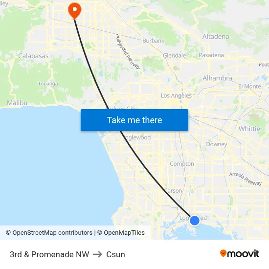3rd & Promenade NW to Csun map