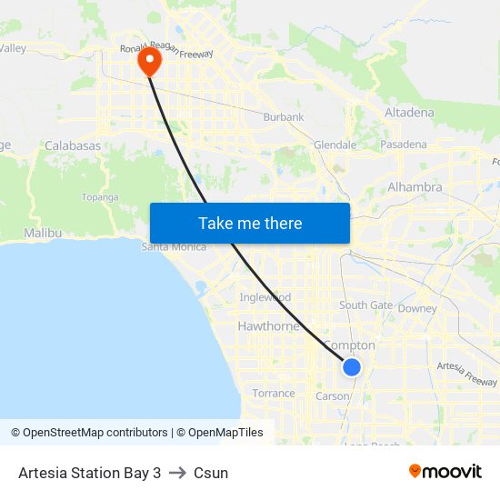 Artesia Station Bay 3 to Csun map