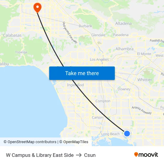 W Campus & Library East Side to Csun map