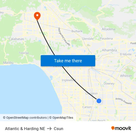 Atlantic & Harding NE to Csun map