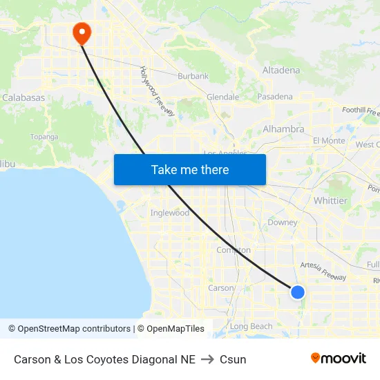 Carson & Los Coyotes Diagonal NE to Csun map
