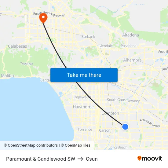 Paramount & Candlewood SW to Csun map