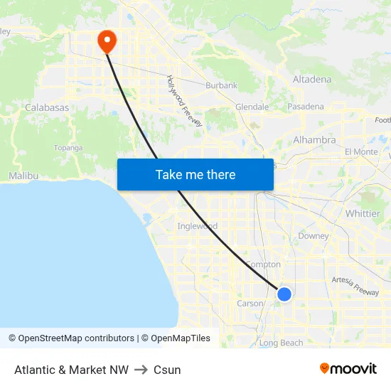 Atlantic & Market NW to Csun map
