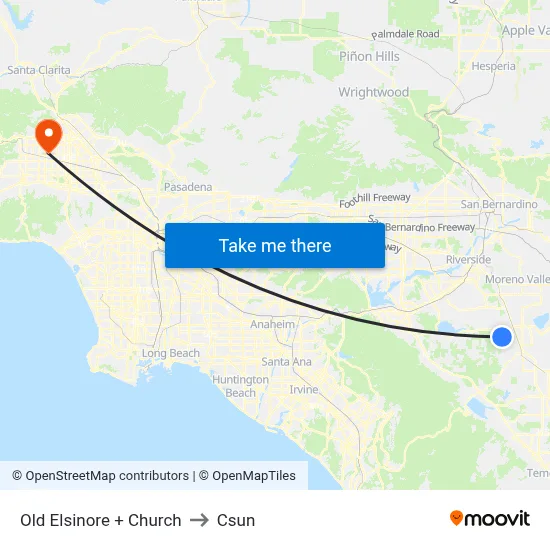 Old Elsinore + Church to Csun map