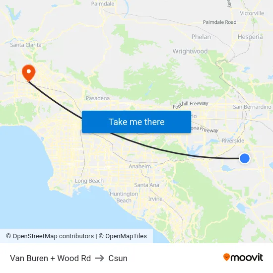 Van Buren + Wood Rd to Csun map