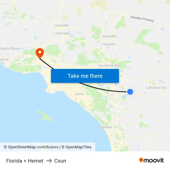 Florida + Hemet to Csun map