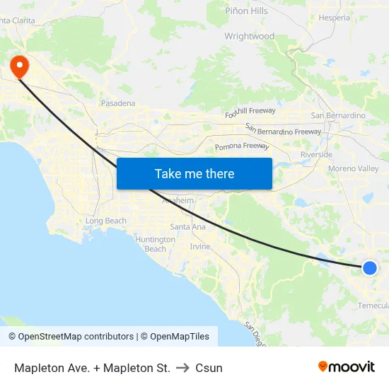 Mapleton Ave. + Mapleton St. to Csun map