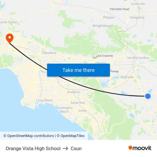 Orange Vista High School to Csun map