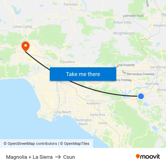 Magnolia + La Sierra to Csun map
