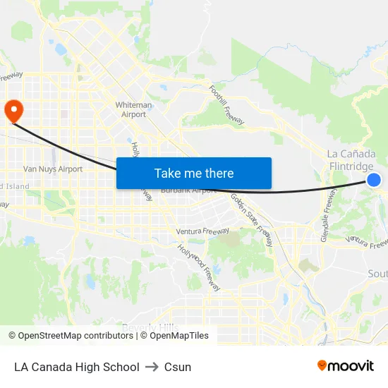 LA Canada High School to Csun map