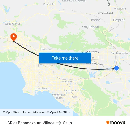 UCR at Bannockburn Village to Csun map