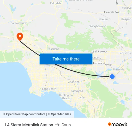 LA Sierra Metrolink Station to Csun map