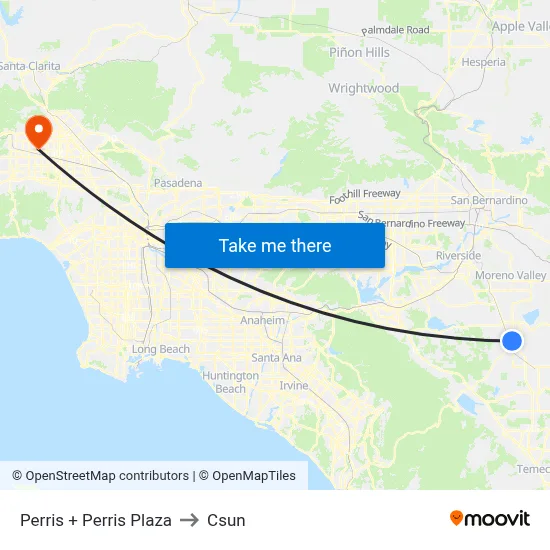 Perris + Perris Plaza to Csun map