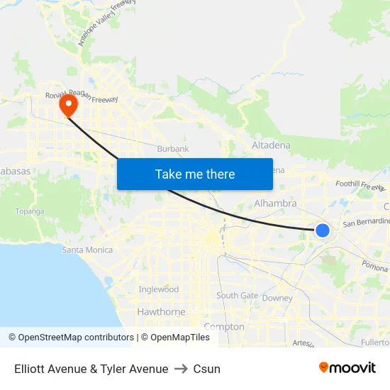 Elliot Ave. and Tyler Ave. to Csun map