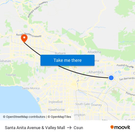 Santa Anita Avenue & Valley Mall to Csun map