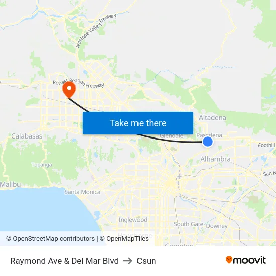 Raymond Ave & Del Mar Blvd to Csun map