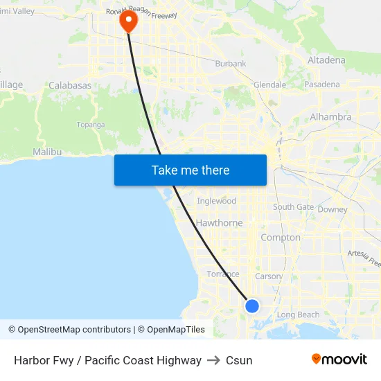 Harbor Fwy / Pacific Coast Highway to Csun map
