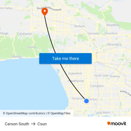 Carson South to Csun map