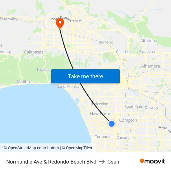 Normandie Ave & Redondo Beach Blvd to Csun map