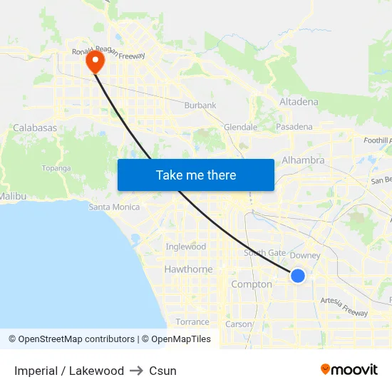 Imperial / Lakewood to Csun map