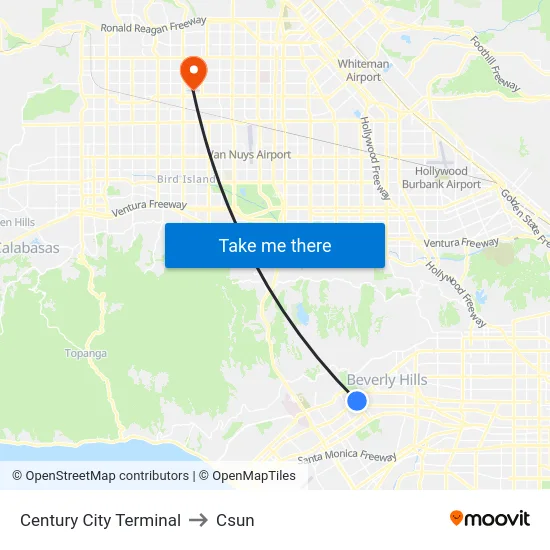 Century City Terminal to Csun map
