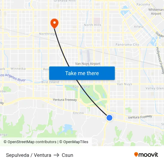 Sepulveda / Ventura to Csun map