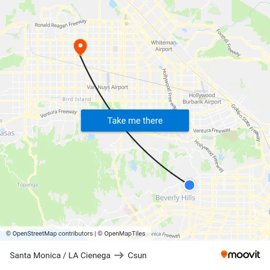 Santa Monica / LA Cienega to Csun map