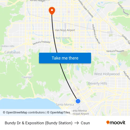 Bundy Dr & Exposition (Bundy Station) to Csun map