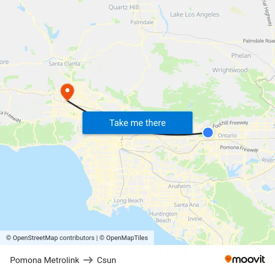 Pomona Metrolink to Csun map