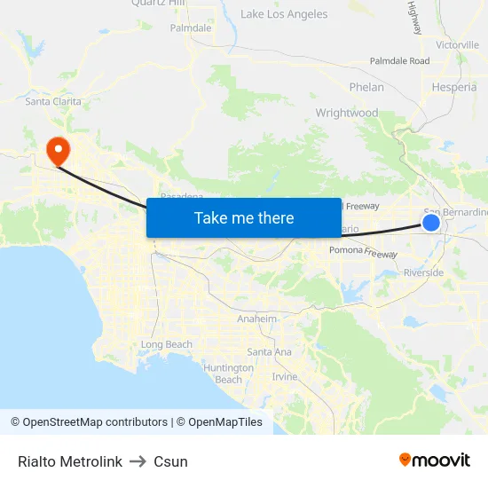 Rialto Metrolink to Csun map