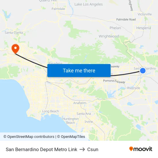 San Bernardino Depot Metro Link to Csun map