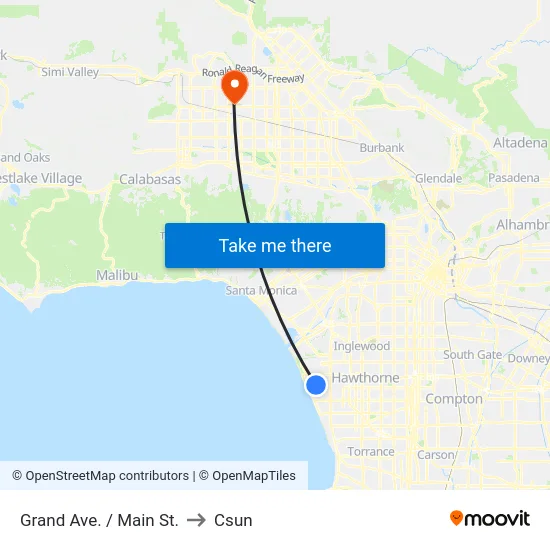 Grand Ave. / Main St. to Csun map